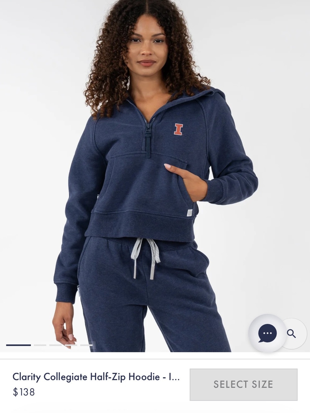 NWT rhoback Navy Illinois Illini Hoodie with Orange 'I' Patch